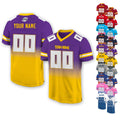 Personalized Team Name & Number Football Jersey For Women Men Youth, Custom Front Back Football V-neck shirt, Gradient Purple Yellow Jersey