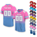 Personalized Team Name & Number Football Jersey For Adult Youth, Custom Football Shirt For American Football Fan, Gradient Pink Blue Jersey