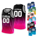 Personalized Team Name & Number Basketball Jersey Tank Top For Adult Kid Youth, Custom Basketball Jersey Shirt, Gradient Black Pink Jersey
