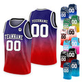 Personalized Basketball Jersey Tank Top Team Name Number Logo For Adult Kid Youth, Custom Gradient Red Navy Shirt Jersey For Basketball Fan