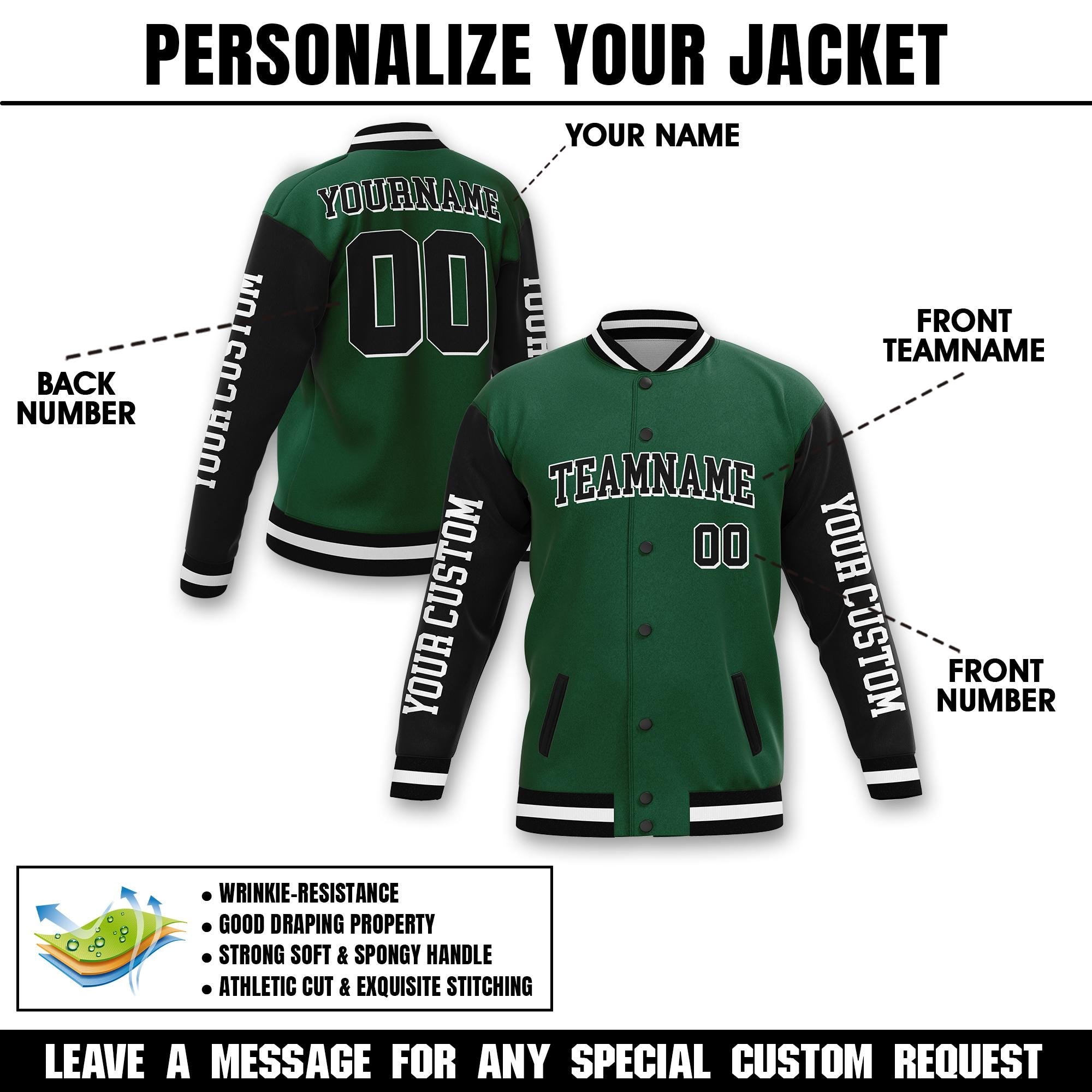 Personalized Jacket with Team Name Name Number Logo for Men Women Youth, Customized Fashion Baseball Varsity Jacket Letterman College