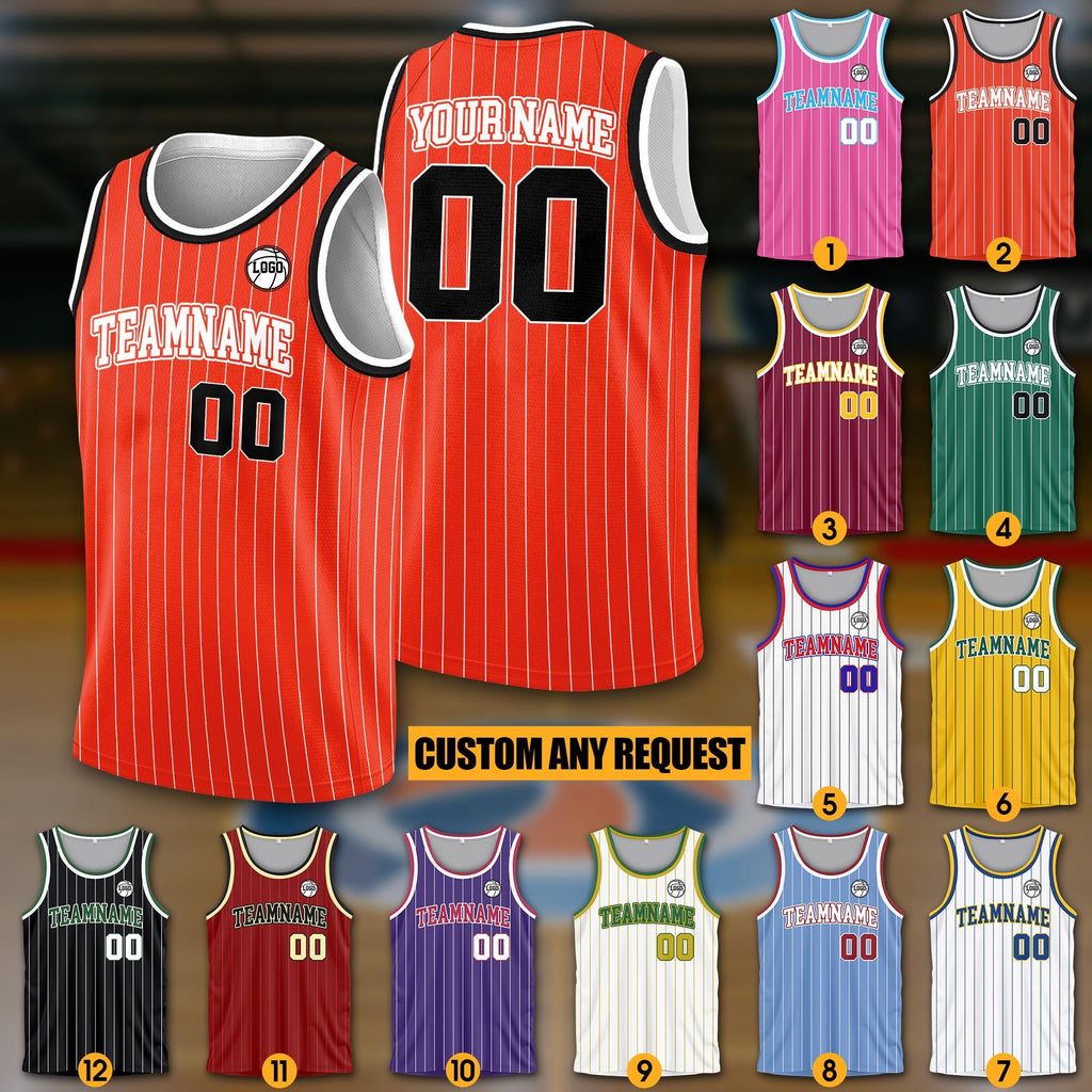 Custom Team Name Number Pinstripe Basketball Jersey For Adult Kid, Personalized Basketball Jersey, Game Day Outfit For Basketball Fans Gifts