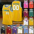 Personalized Team Name Number Basketball Jersey For Adult Youth Kid, Custom USA Basketball Jersey Sleeveless, Pinstripe Yellow Jersey