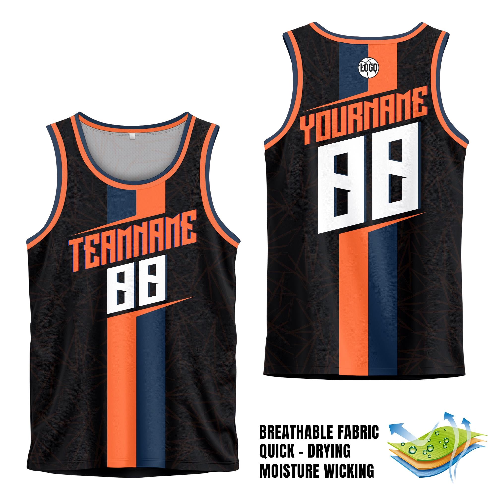 Custom Team Name Number Basketball Jersey Tank Top For Men Women Youth Kid, Personalized Basketball Jersey Orange Navy, Party Basketball Top