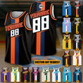 Custom Team Name Number Basketball Jersey Tank Top For Men Women Youth Kid, Personalized Basketball Jersey Orange Navy, Party Basketball Top