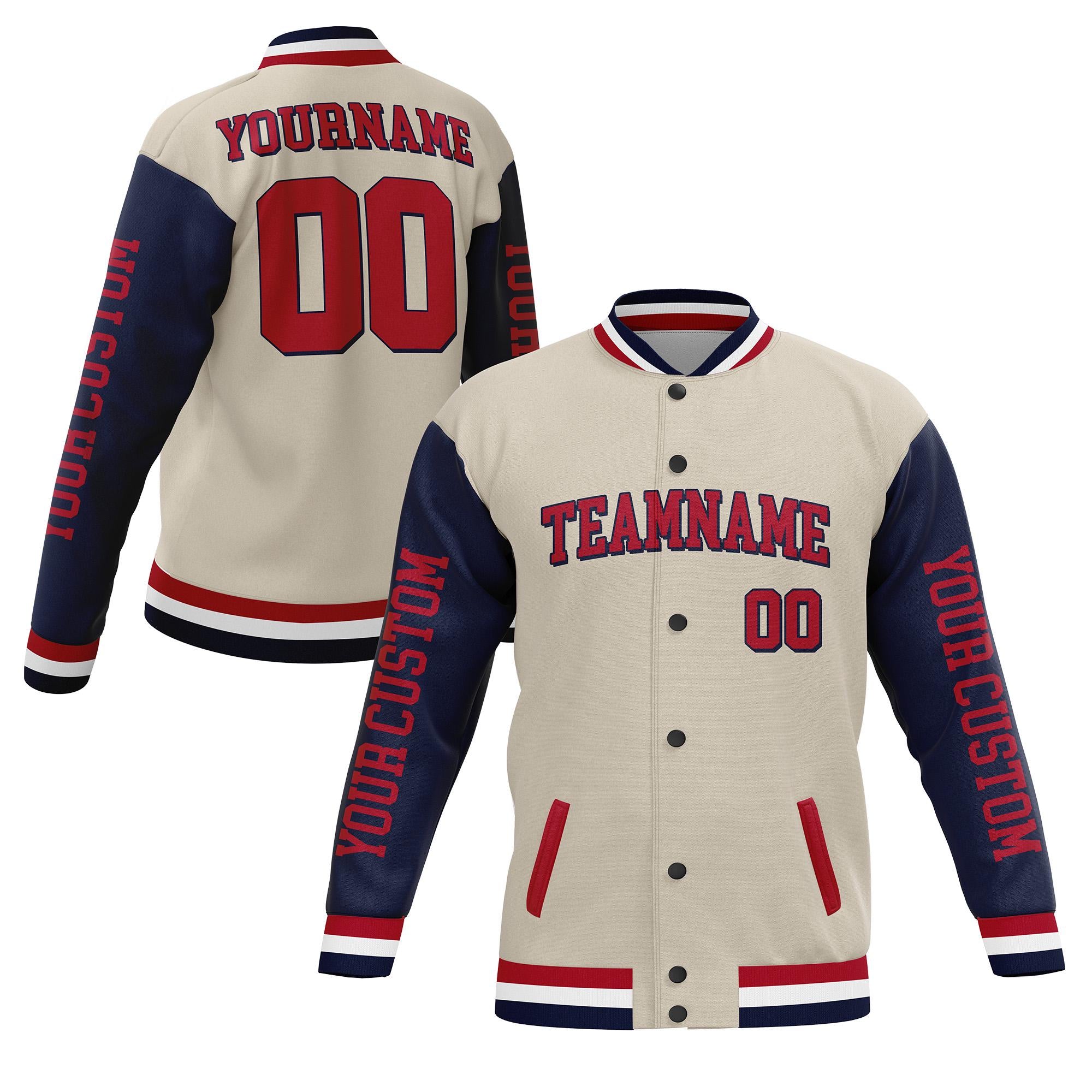 Custom Varsity Jacket with Team Name Name Number Logo for Men Women Youth, Customized High School Baseball Jacket Letterman College