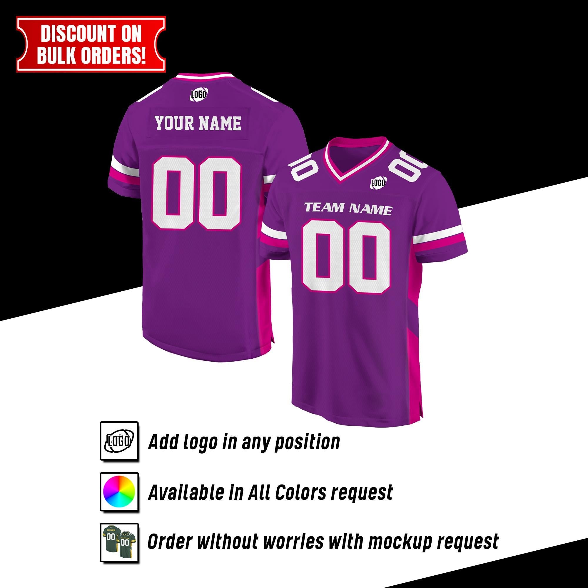 Personalized Team Name Number Football Jersey Shirt For Adult Kid, Custom Football Jersey, Man Short Sleeves V-neck Mesh Jersey High School