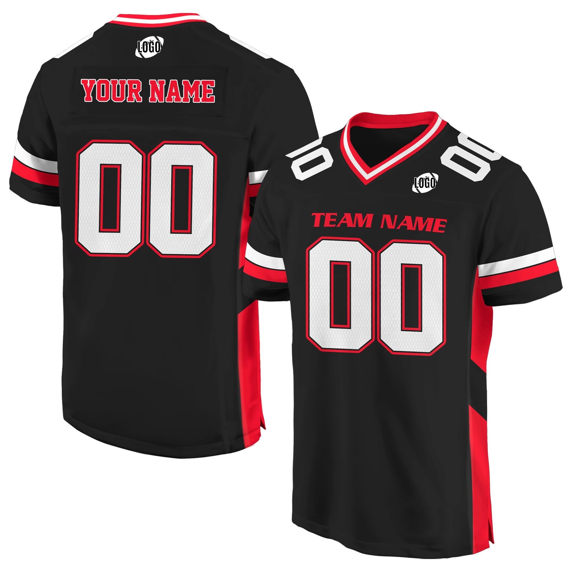 Personalized Team Name Number Football Jersey Shirt For Adult Kid, Custom Football Jersey, Short Sleeves V-neck Mesh Jersey College Football