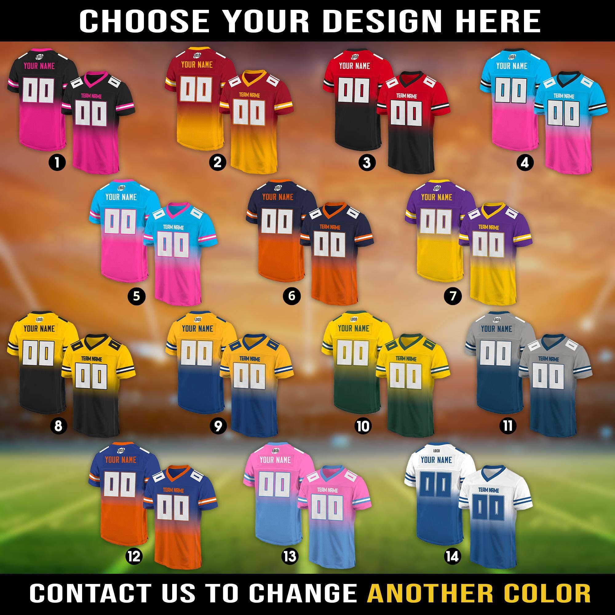 Personalized Team Name & Number Football Jersey For Women Men Youth Kid, Custom Front Back Football V-neck shirt, Football Gift for Fans