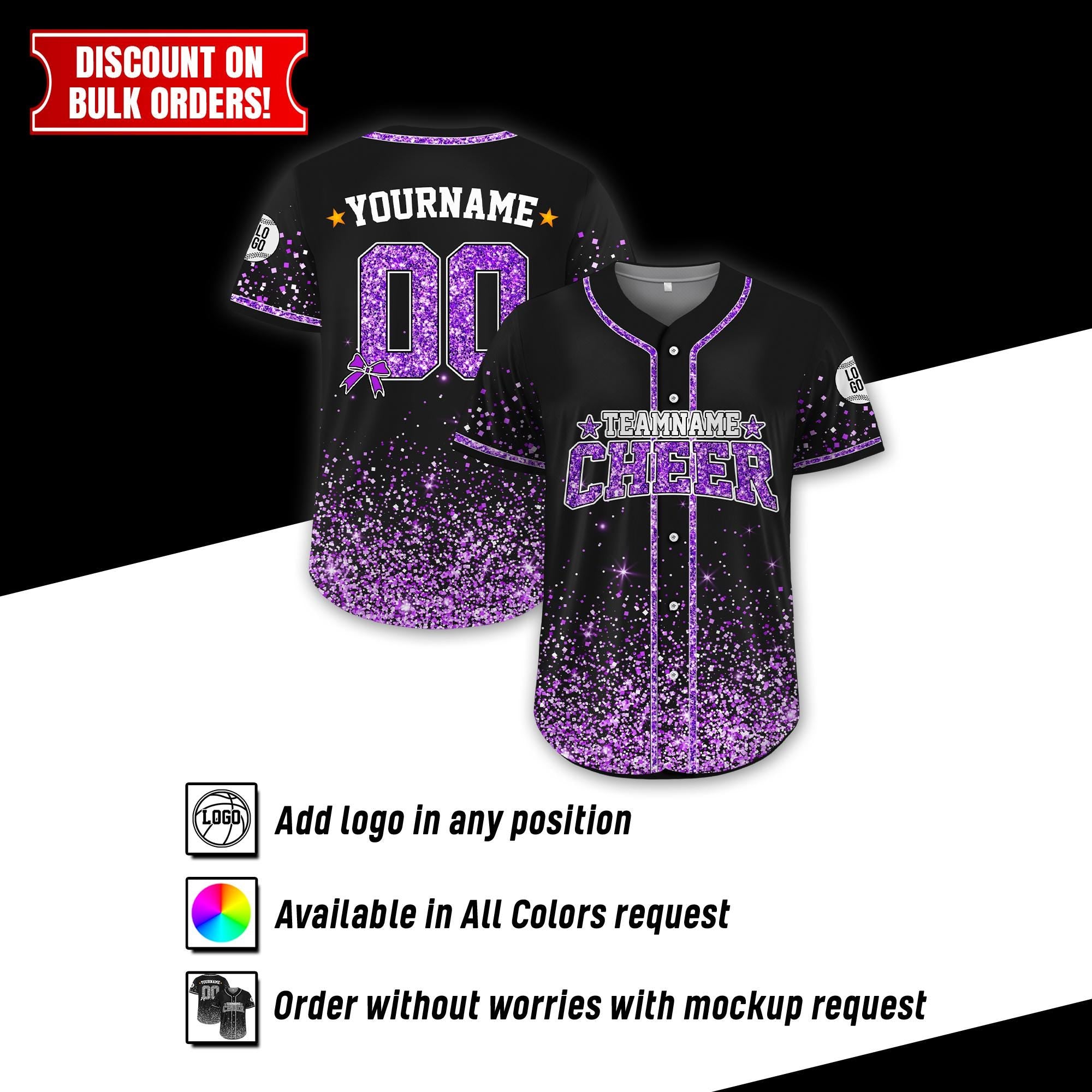 Custom Glitter Baseball Jersey with Team Name Number for Women Girl, Custom Name Cheerleading Shirt For Cheerleader, Sparkly Jersey Gifts