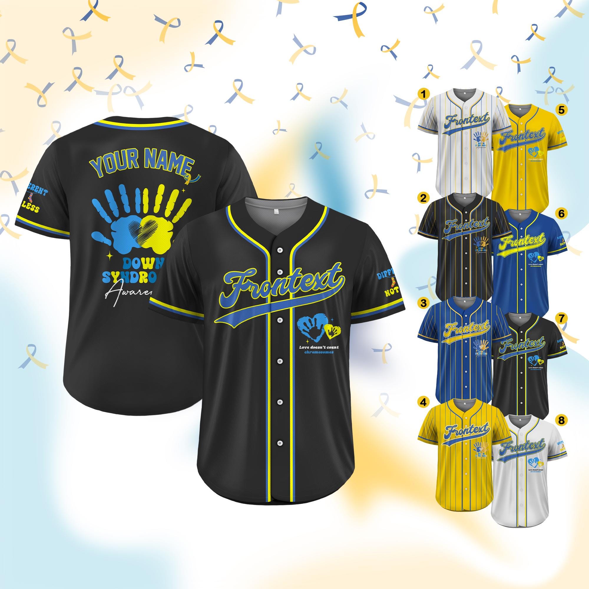 Custom Down Syndrome Awareness Baseball Jersey for Men Women Youth Kid, Support Squad T21 Jersey Shirt, Custom World Down Syndrome Day Gift