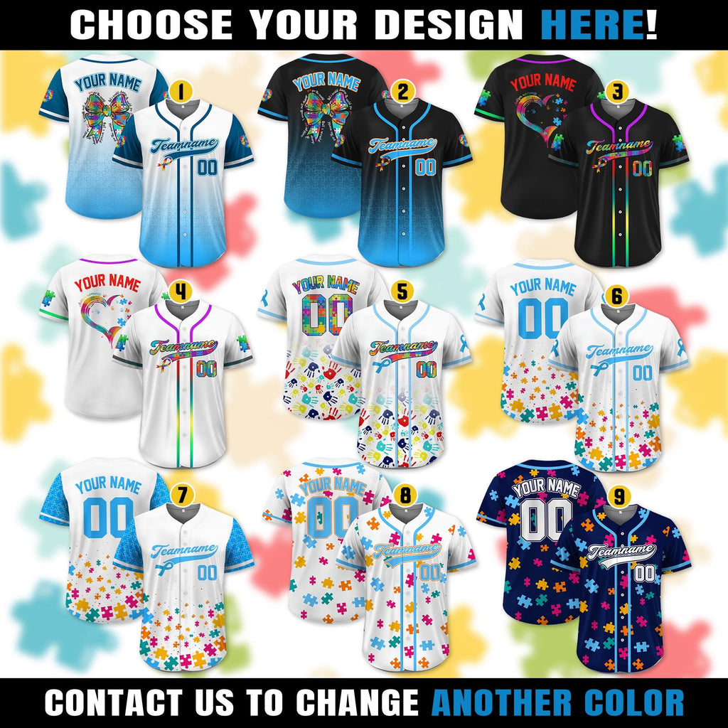 Personalized Autism Awareness Baseball Jersey, Custom Name Number Puzzle Autism Baseball Jersey, Autism Warrior Support Baseball Jersey