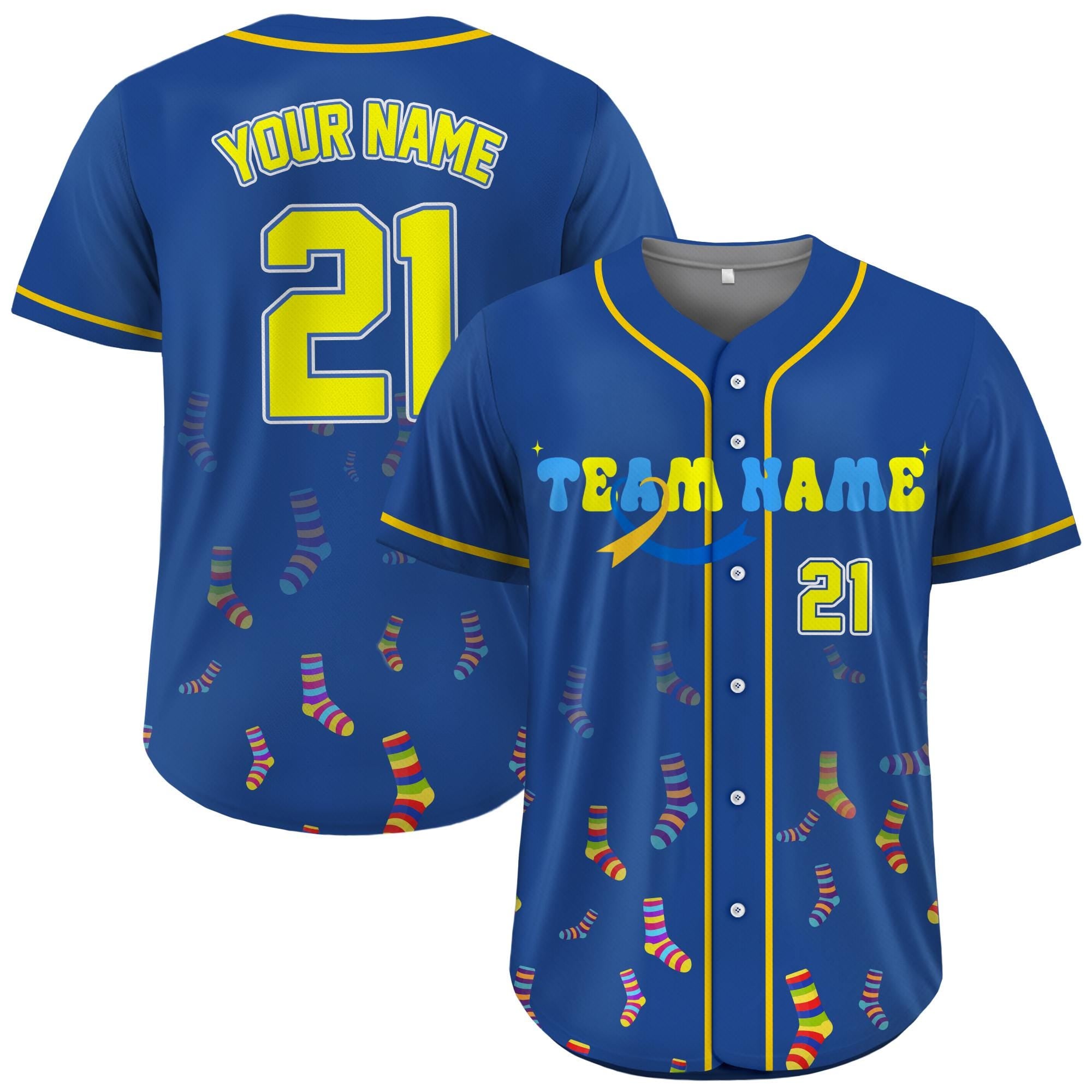 Personalized Down Syndrome Awareness Baseball Jersey for Men Women Youth Kid, Down Syndrome Awareness Gift Support Squad T21 Jersey Shirt
