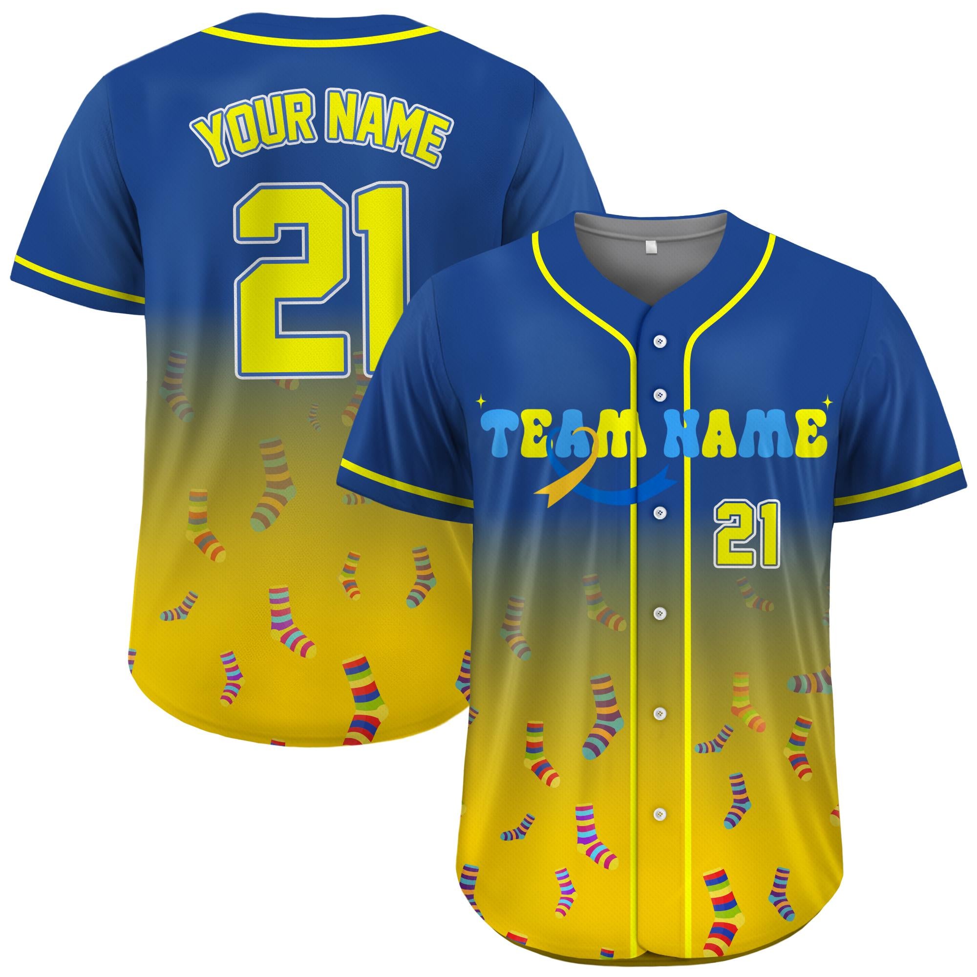 Personalized Down Syndrome Awareness Baseball Jersey for Men Women Youth Kid, Down Syndrome Awareness Gift Support Squad T21 Jersey Shirt