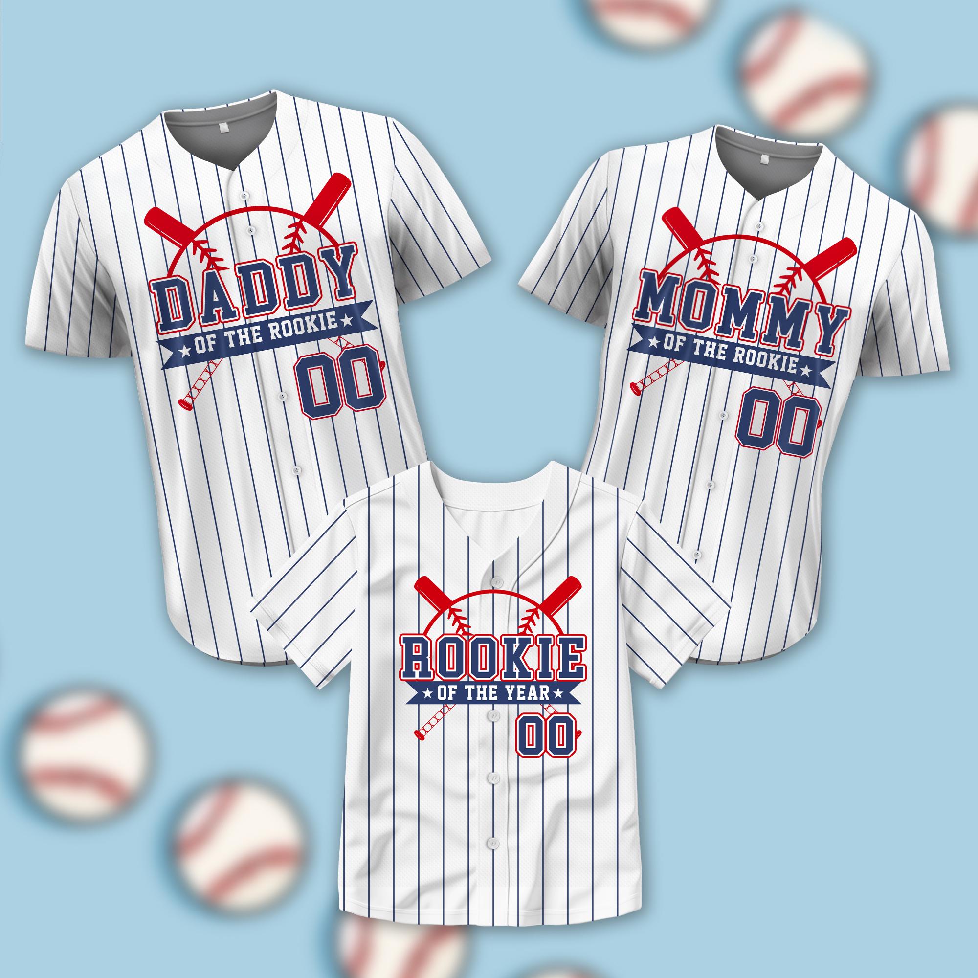 Personalized Rookie Of the Year Baseball Jersey, Custom Name Mommy Daddy Of the Rookie Baseball Shirt,Family Matching Outfits,First Birthday