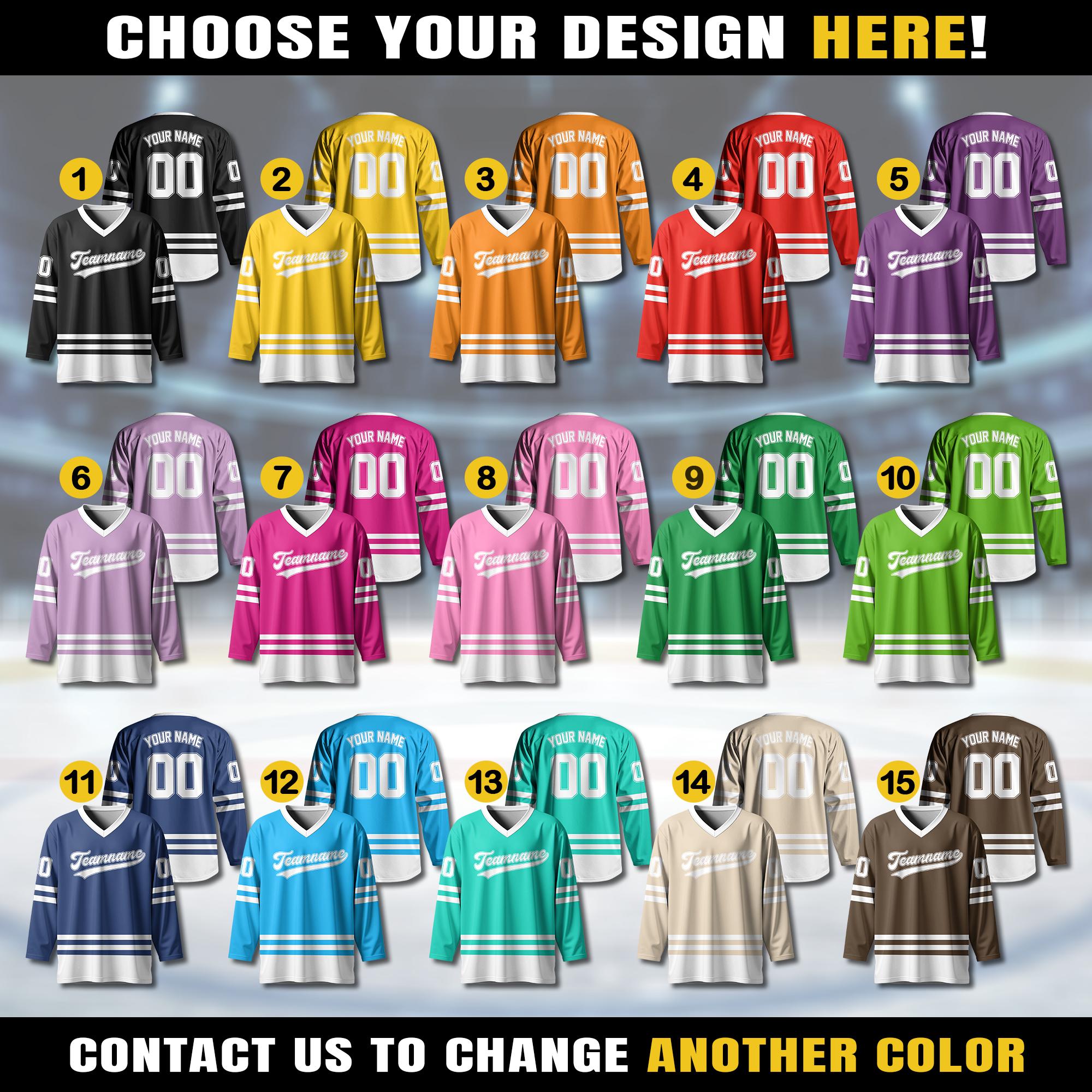 Personalized Ice Hockey Jersey For Men Women, Custom Name Number Hockey Jersey Shirt, Custom Color Hockey Shirt Sport Team Uniform for Fans