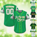 Personalized St Patrick's Day Baseball Jersey with Lucky Charm Shamrock, Custom Name & Number Jersey for Adult Kid, St. Patrick's Day Outfit