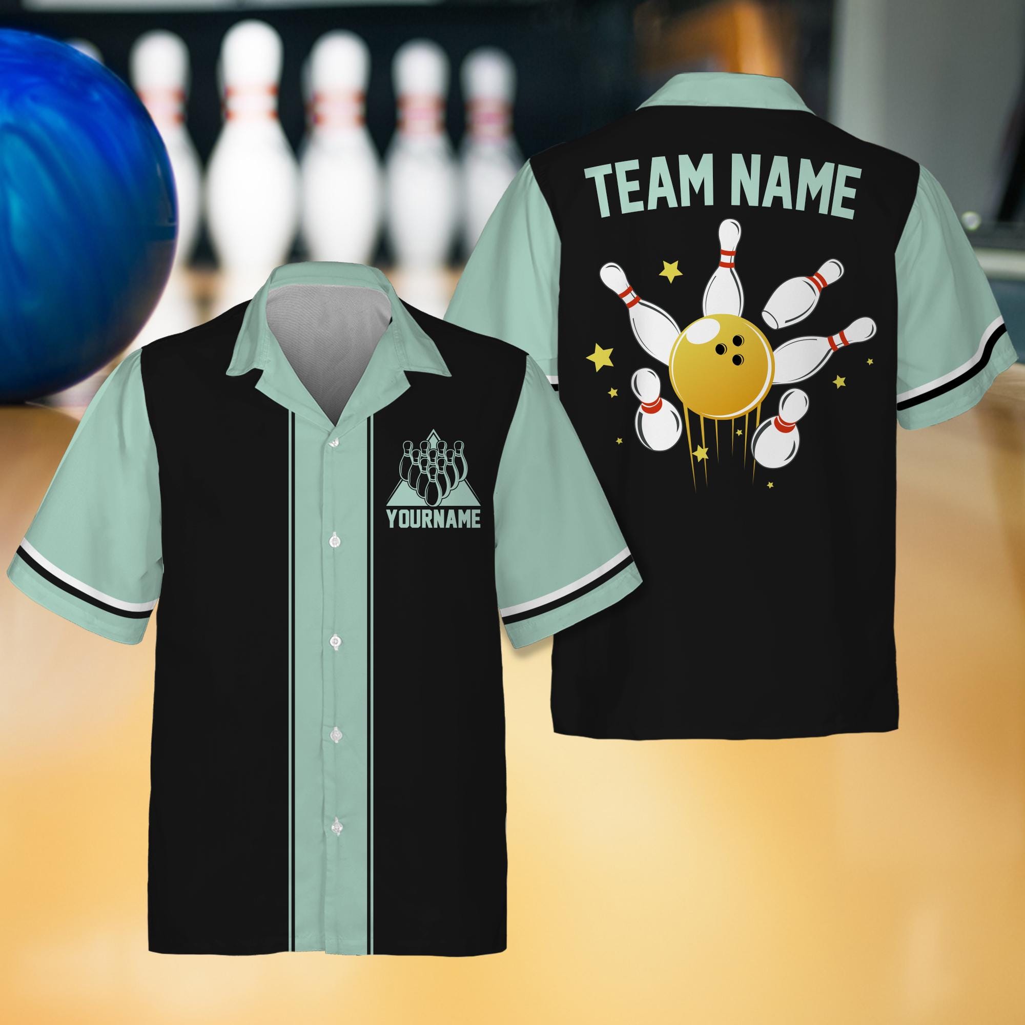 Custom Hawaiian Bowling Jersey for Men Women Youth Kid, Matching Bowling Team Jersey, Short Sleeve Button Down Hawaii Bowling Jersey Gift