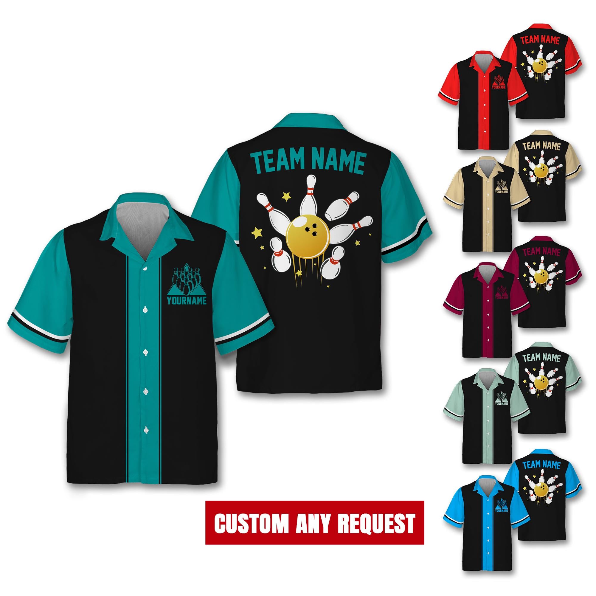 Custom Hawaiian Bowling Jersey for Men Women Youth Kid, Matching Bowling Team Jersey, Short Sleeve Button Down Hawaii Bowling Jersey Gift