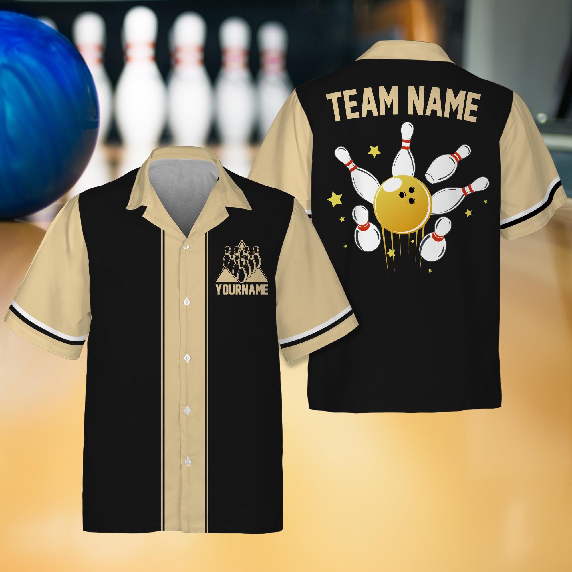 Personalized Hawaiian Bowling Jersey for Adult Youth Kid, Custom Name Matching Bowling Team Jersey Shirt, Button Down Bowling Jersey Gift