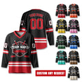Custom Team Name Number And Logo Hockey Jersey, Personalized V-Neck Sports Hockey Jersey for Men Women Youth, Hockey Gift For Hockey Fans