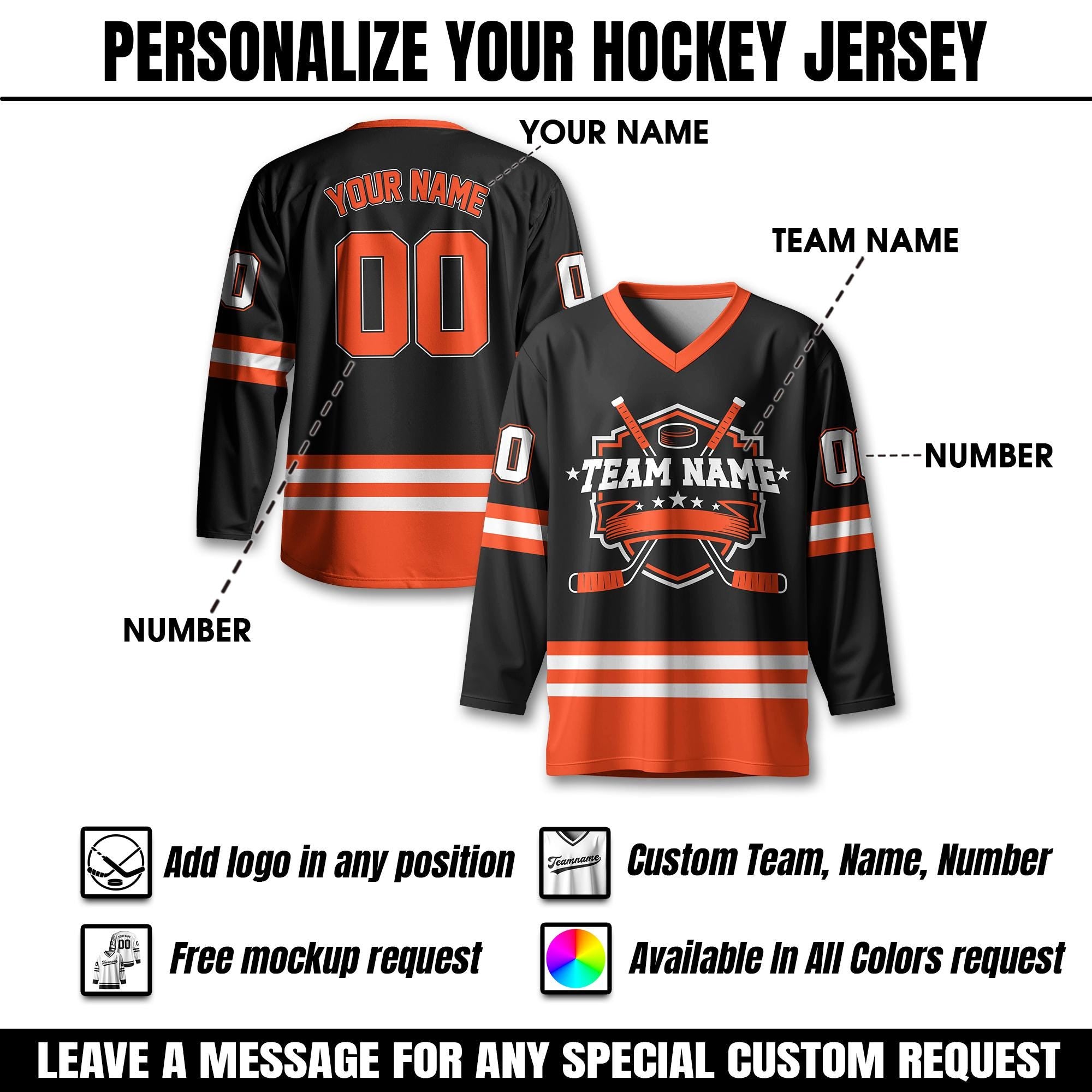 Custom Hockey Jersey For Unisex Adult, Personalized Name Number Hockey Jersey Shirt, Hockey Jersey Sport Team Uniform for Fans Jersey Gift
