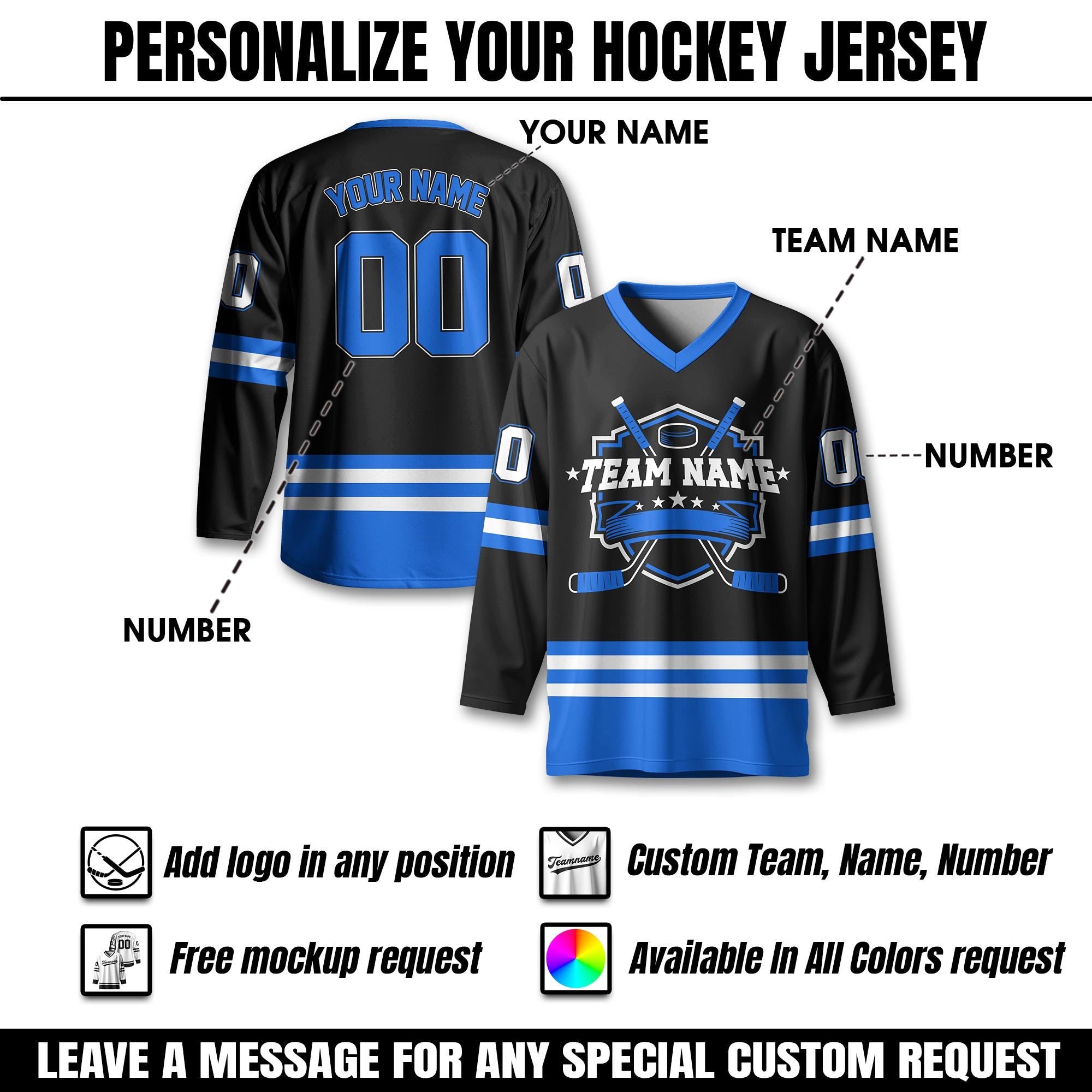 Custom Hockey Jersey For Unisex Adult, Personalized Name Number Hockey Jersey Shirt, Hockey Jersey Sport Team Uniform for Fans Jersey Gift