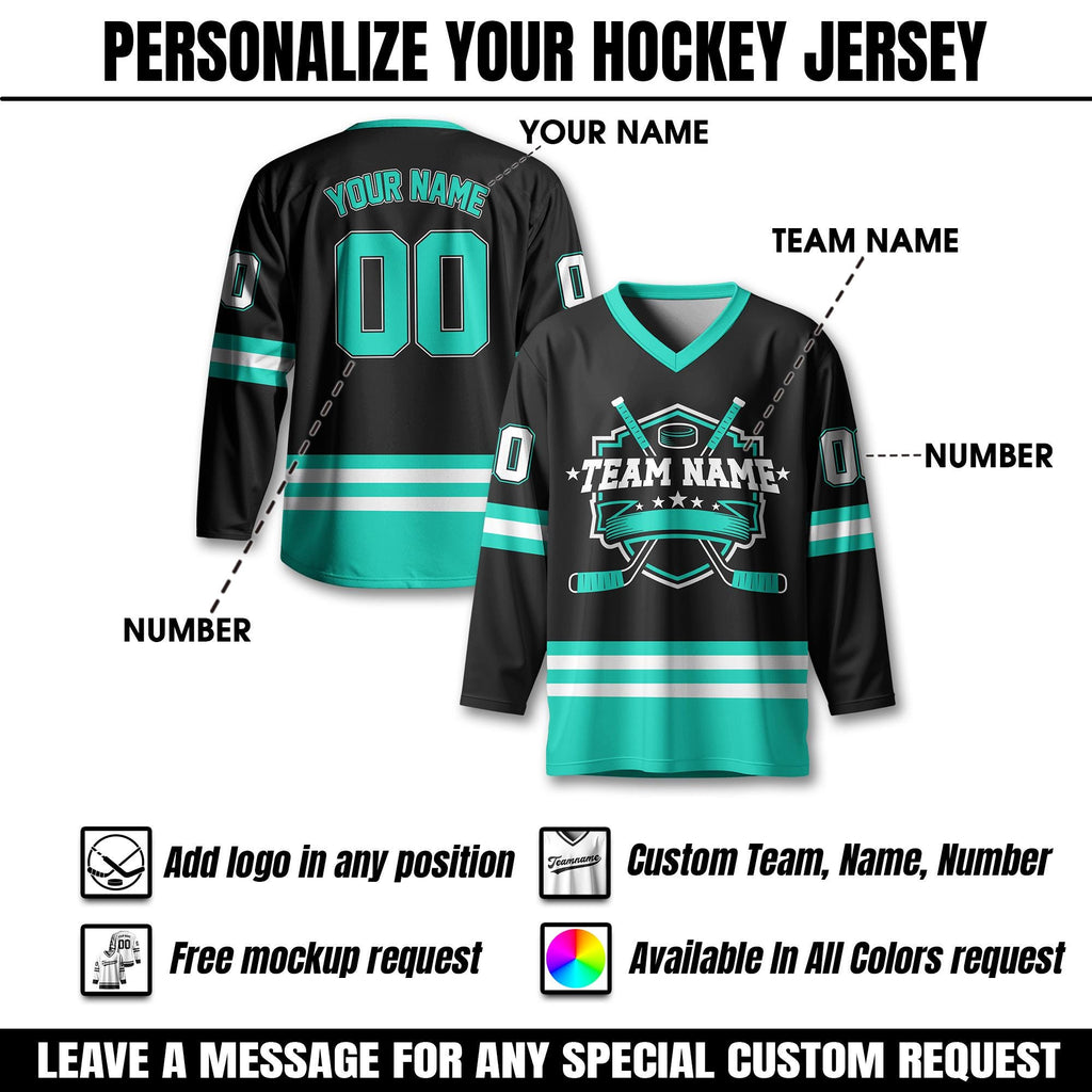 Custom Unisex Jersey Hockey Personalized Team Name Number And Logo, Custom V-Neck Sports Hockey Jersey for Men Women Gift For Hockey Fans