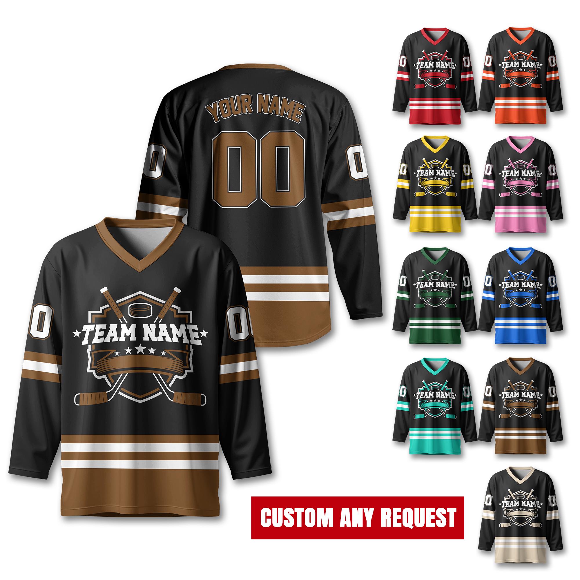 Custom Hockey Jersey For Unisex Adult Youth, Personalized Name Number Hockey Shirt Sport Team Uniform for Fans Jersey Long Sleeve