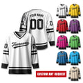 Custom Team Name Number And Logo Hockey Jersey, Personalized V-Neck Sports Hockey Jersey for Men Women Youth, Hockey Gift For Hockey Fans