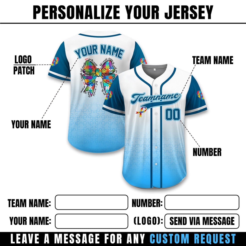Personalized Autism Awareness Baseball Jersey, Custom Name Number Puzzle Autism Baseball Jersey, Autism Warrior Support Baseball Jersey