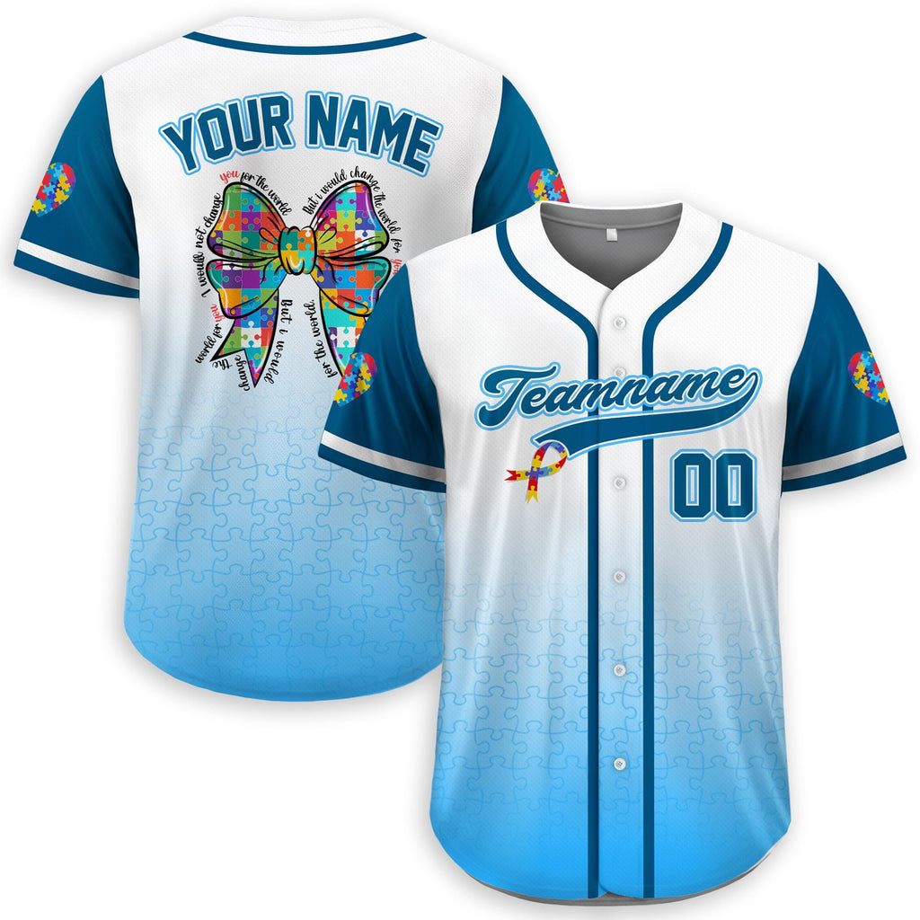 Personalized Autism Awareness Baseball Jersey, Custom Name Number Puzzle Autism Baseball Jersey, Autism Warrior Support Baseball Jersey