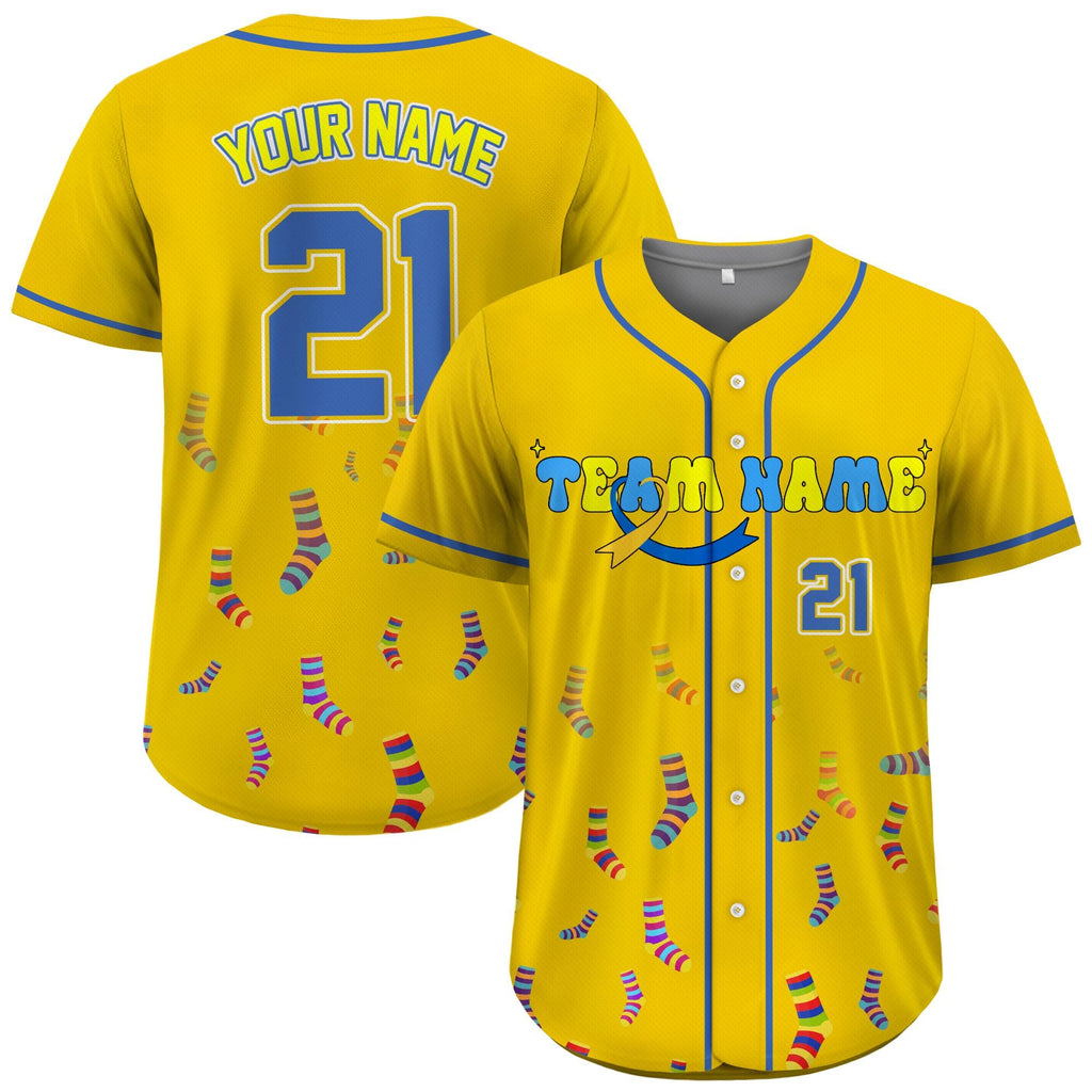Personalized Down Syndrome Awareness Baseball Jersey for Men Women Youth Kid, Down Syndrome Awareness Gift Support Squad T21 Jersey Shirt