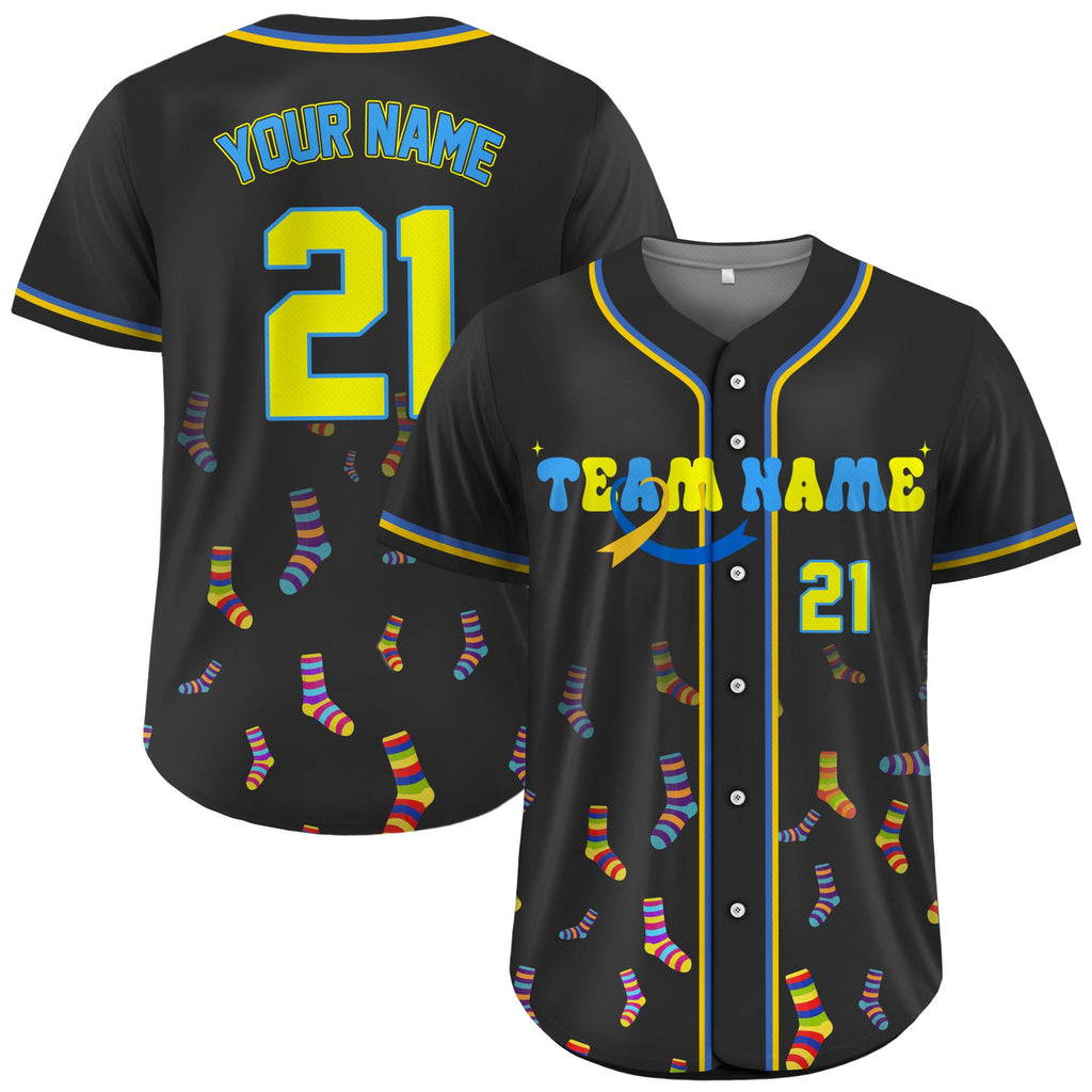 Personalized Down Syndrome Awareness Baseball Jersey for Men Women Youth Kid, Down Syndrome Awareness Gift Support Squad T21 Jersey Shirt
