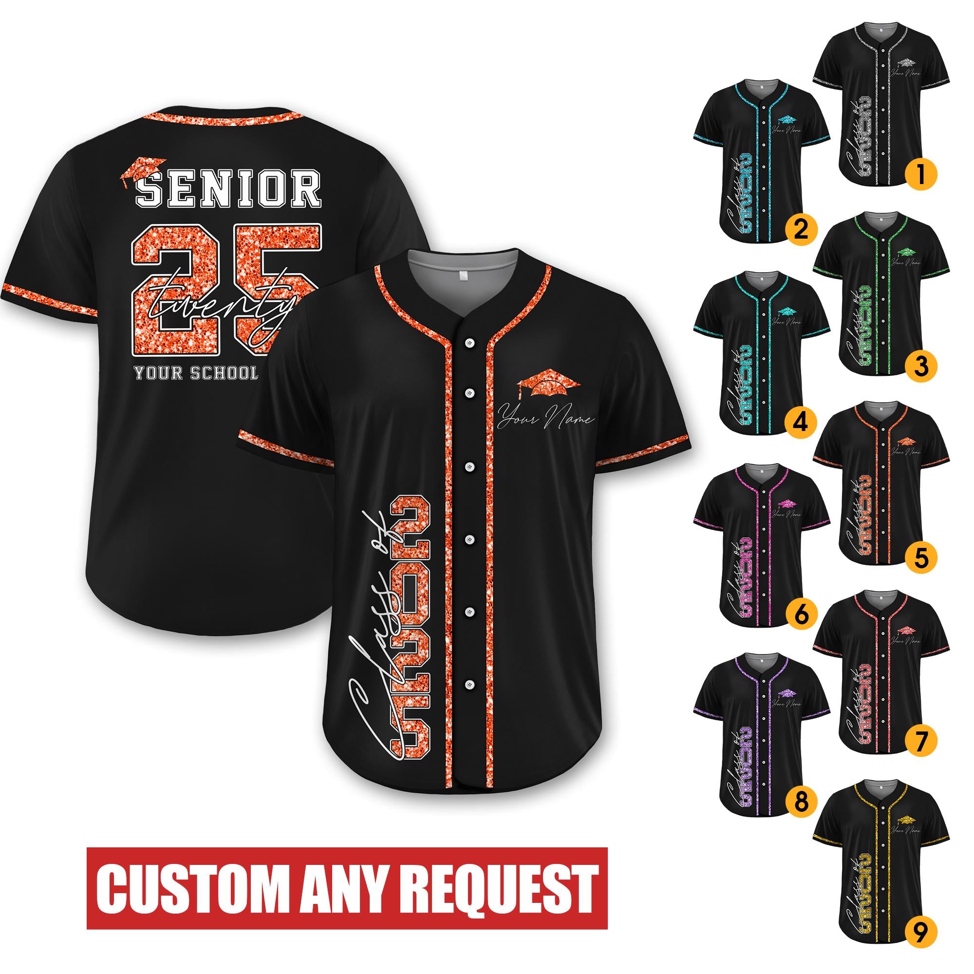 Custom Senior 2025 Baseball Jersey For Men Women Youth Kid,Personalized Graduation College High School Senior Graduation,Class of 2025 Shirt