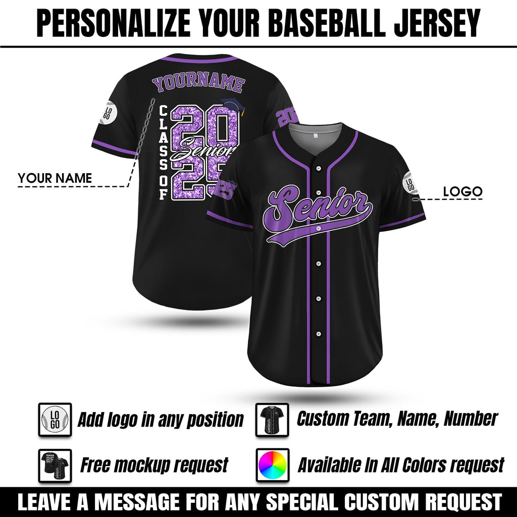 Custom Senior 2025 Baseball Jersey, Personalized High School Graduation Shirt, Class of 2025 College Senior Gift, Graduation College Jersey