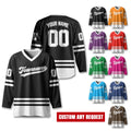 Personalized Ice Hockey Jersey Men Women, Custom Name Number Long Sleeve Jerseys Shirt Sport Team Uniform for Hockey Fans Gift