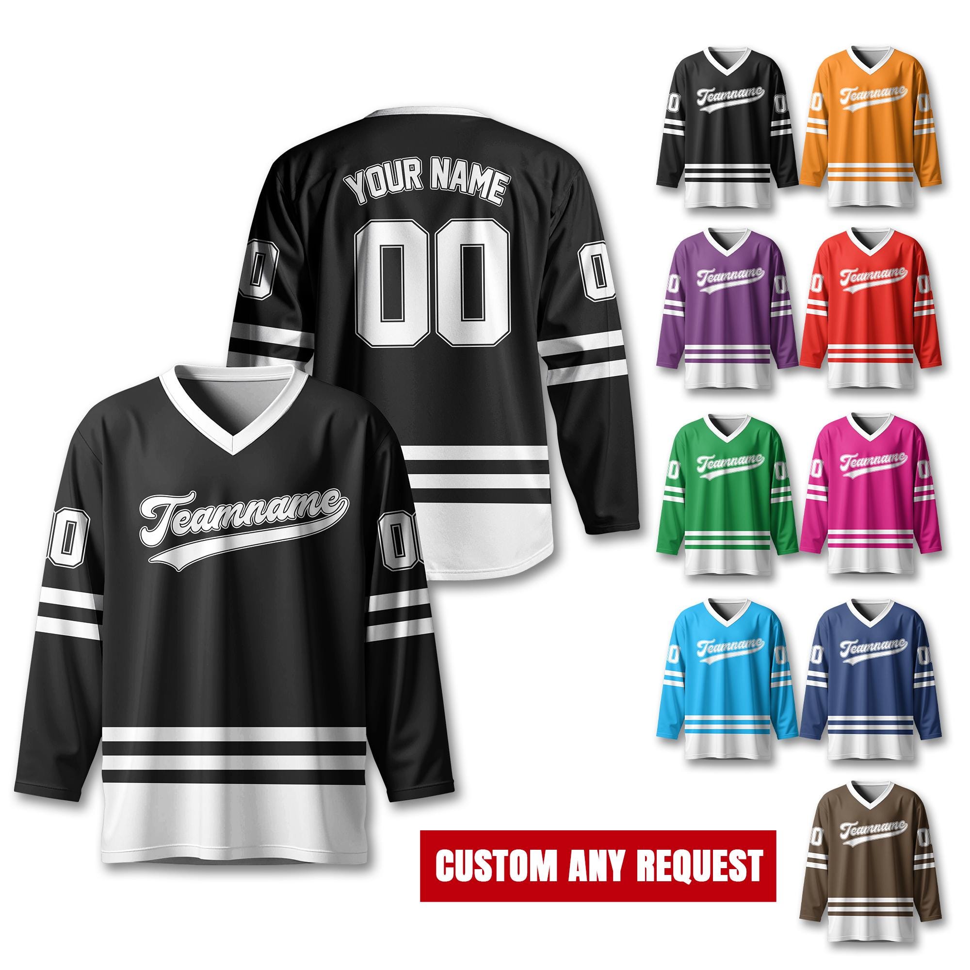 Personalized Ice Hockey Jersey Men Women, Custom Name Number Long Sleeve Jerseys Shirt Sport Team Uniform for Hockey Fans Gift