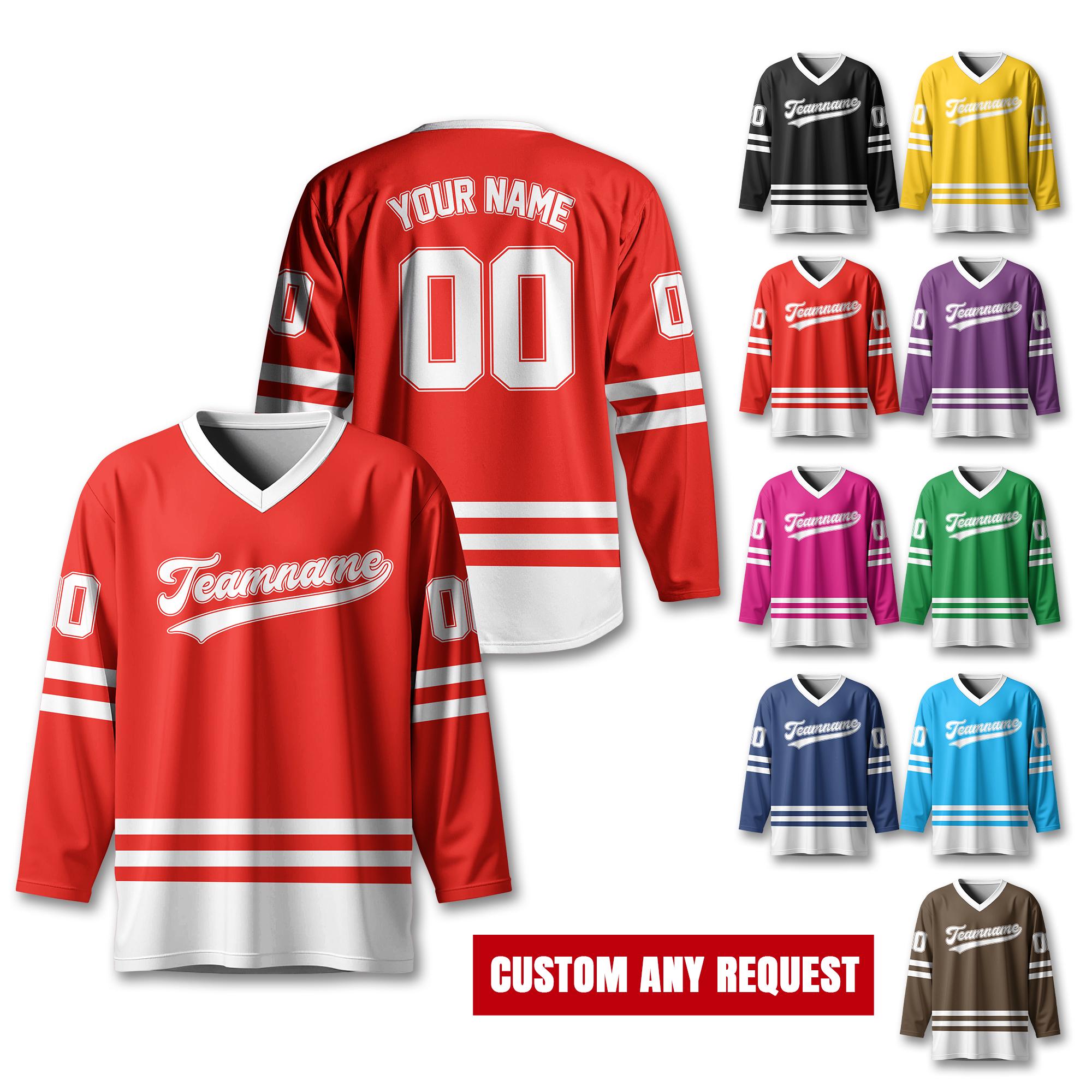 Personalized Hockey Jerseys For Adult Youth, Custom Name Number Hockey Shirt, Long Sleeve Jersey Team Uniform Outfit For Hockey Fans