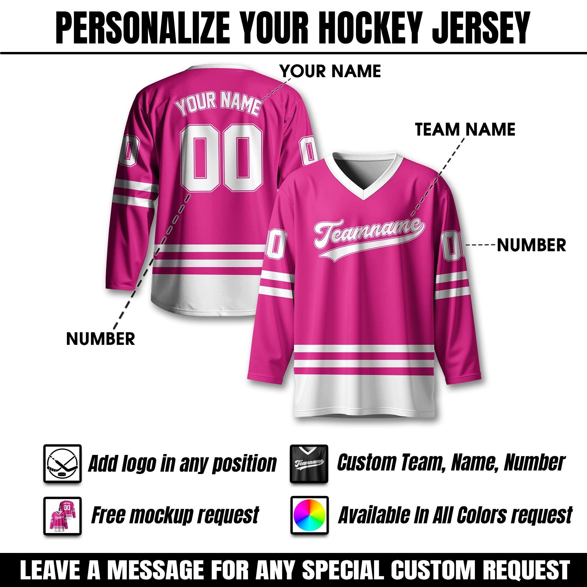 Personalized Ice Hockey Jersey For Men Women, Custom Name Number Hockey Jersey Shirt, Custom Color Hockey Shirt Sport Team Uniform for Fans