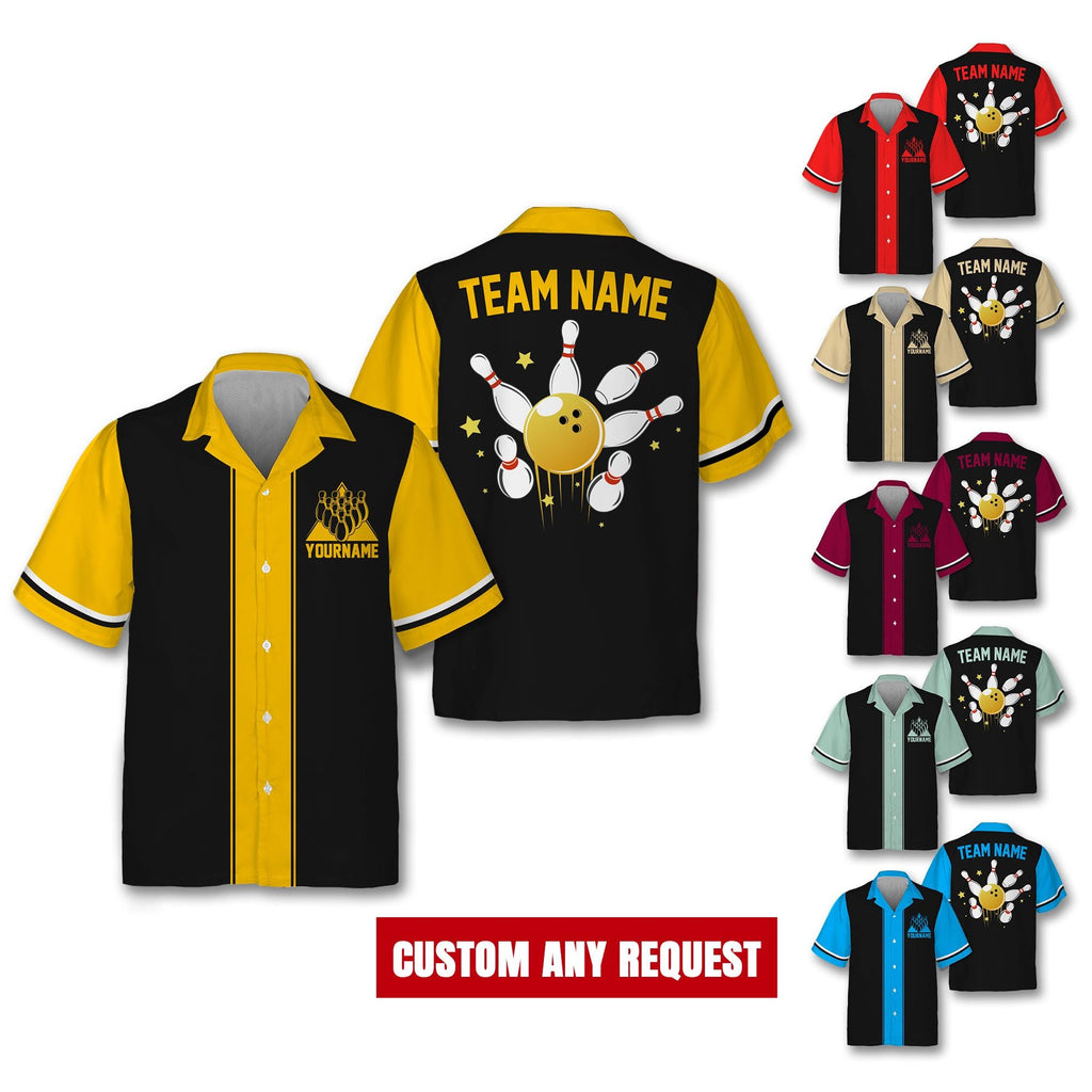 Custom Hawaiian Bowling Jersey for Men Women Youth Kid, Matching Bowling Team Jersey, Short Sleeve Button Down Hawaii Bowling Jersey Gift