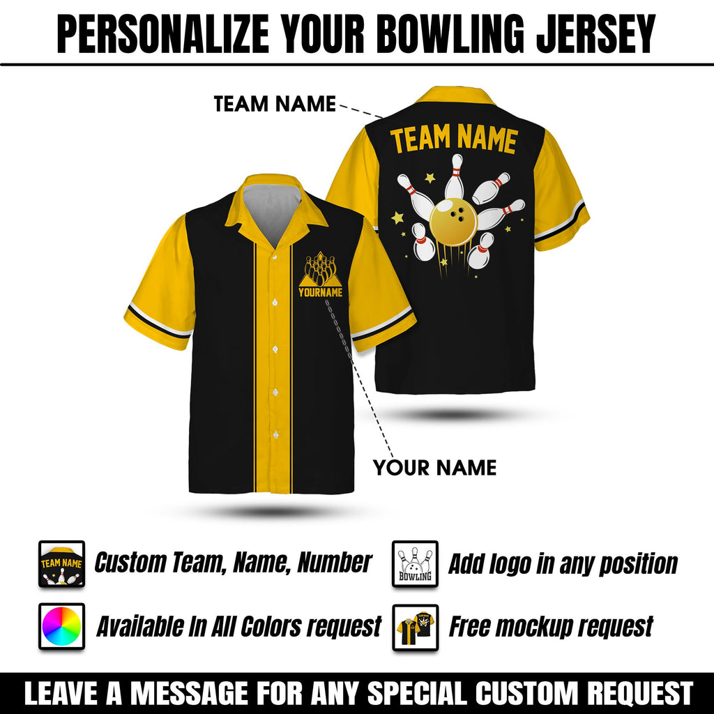 Custom Hawaiian Bowling Jersey for Men Women Youth Kid, Matching Bowling Team Jersey, Short Sleeve Button Down Hawaii Bowling Jersey Gift