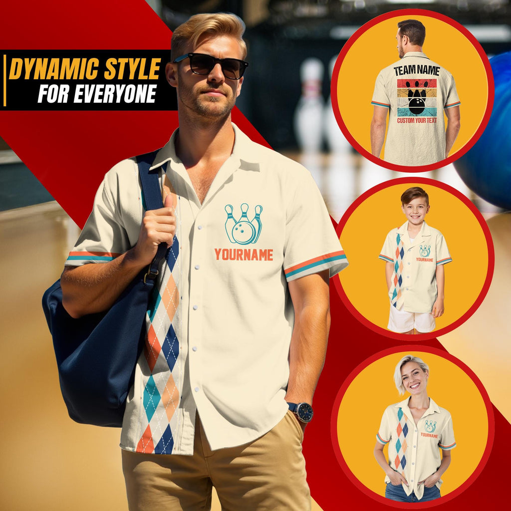 Custom Name Bowler Button Down Jersey, Personalized Retro Bowling Shirt for Adult Youth Kid, Matching Bowling Team Shirt,Funny bowling shirt