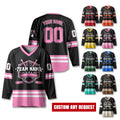 Custom Unisex Hockey Jersey with Team Name Number And Logo, Personalized V-Neck Sport Hockey Jerseys for Men Women Gift Fans