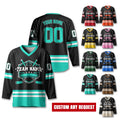 Custom Unisex Jersey Hockey Personalized Team Name Number And Logo, Custom V-Neck Sports Hockey Jersey for Men Women Gift For Hockey Fans