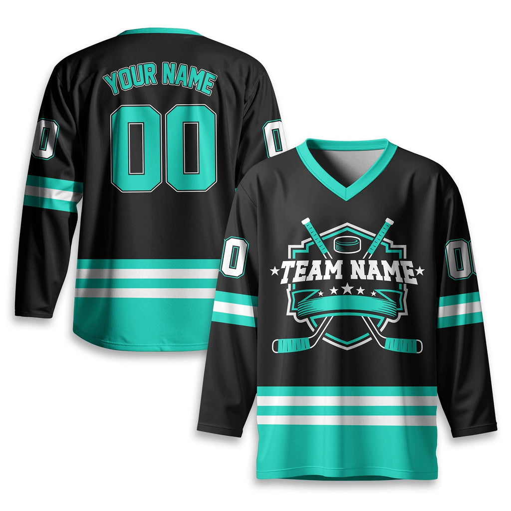Custom Unisex Hockey Jersey, Custom Team Name Number And Logo, Personalized V-Neck Sports Hockey Jersey for Men Women, Gift For Hockey Fans