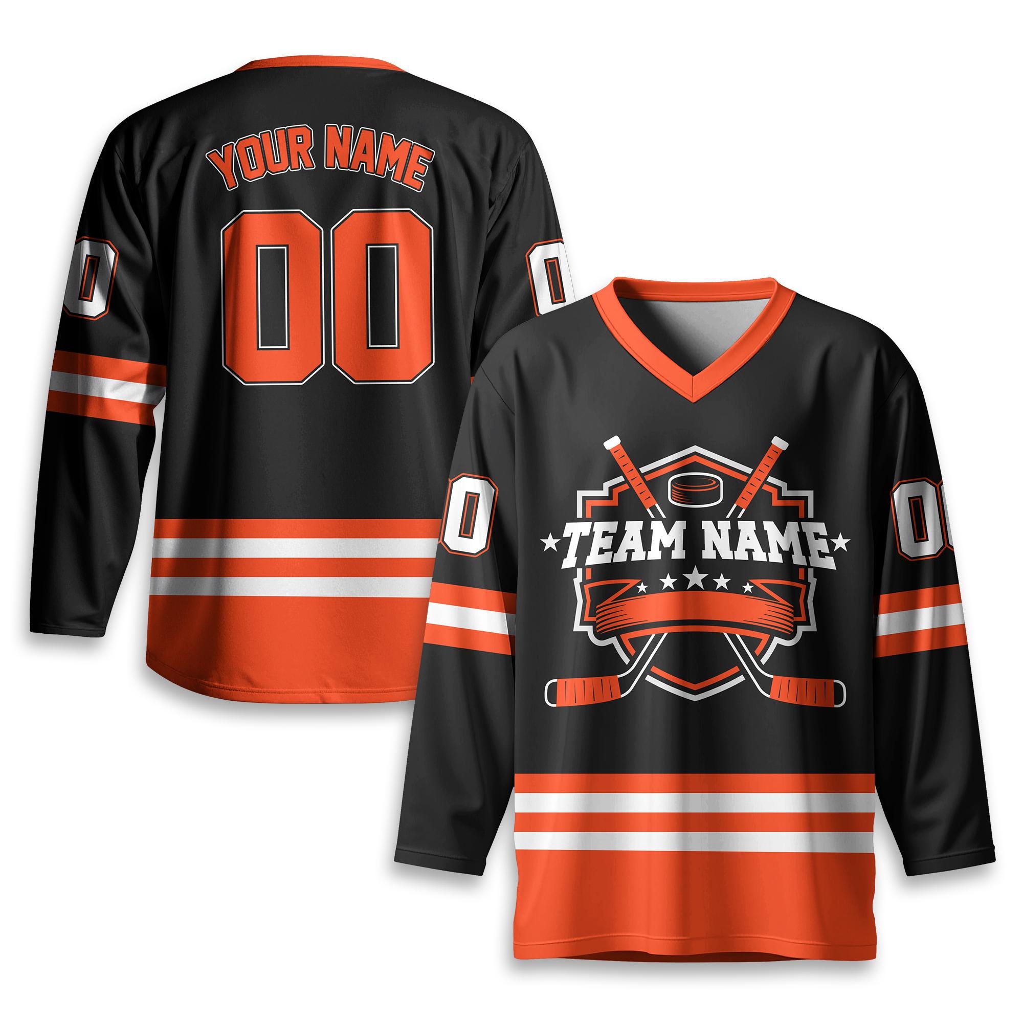 Custom Unisex Hockey Jersey, Custom Team Name Number And Logo, Personalized V-Neck Sports Hockey Jersey for Men Women, Gift For Hockey Fans