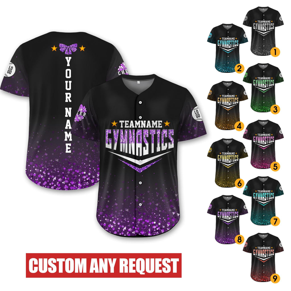 Personalized Cheerleading Glitter Baseball Jersey for Kids Adults, Custom Dance Mom Shirt, Gymnastics Mom Gift, Matching Cheer Team Jersey