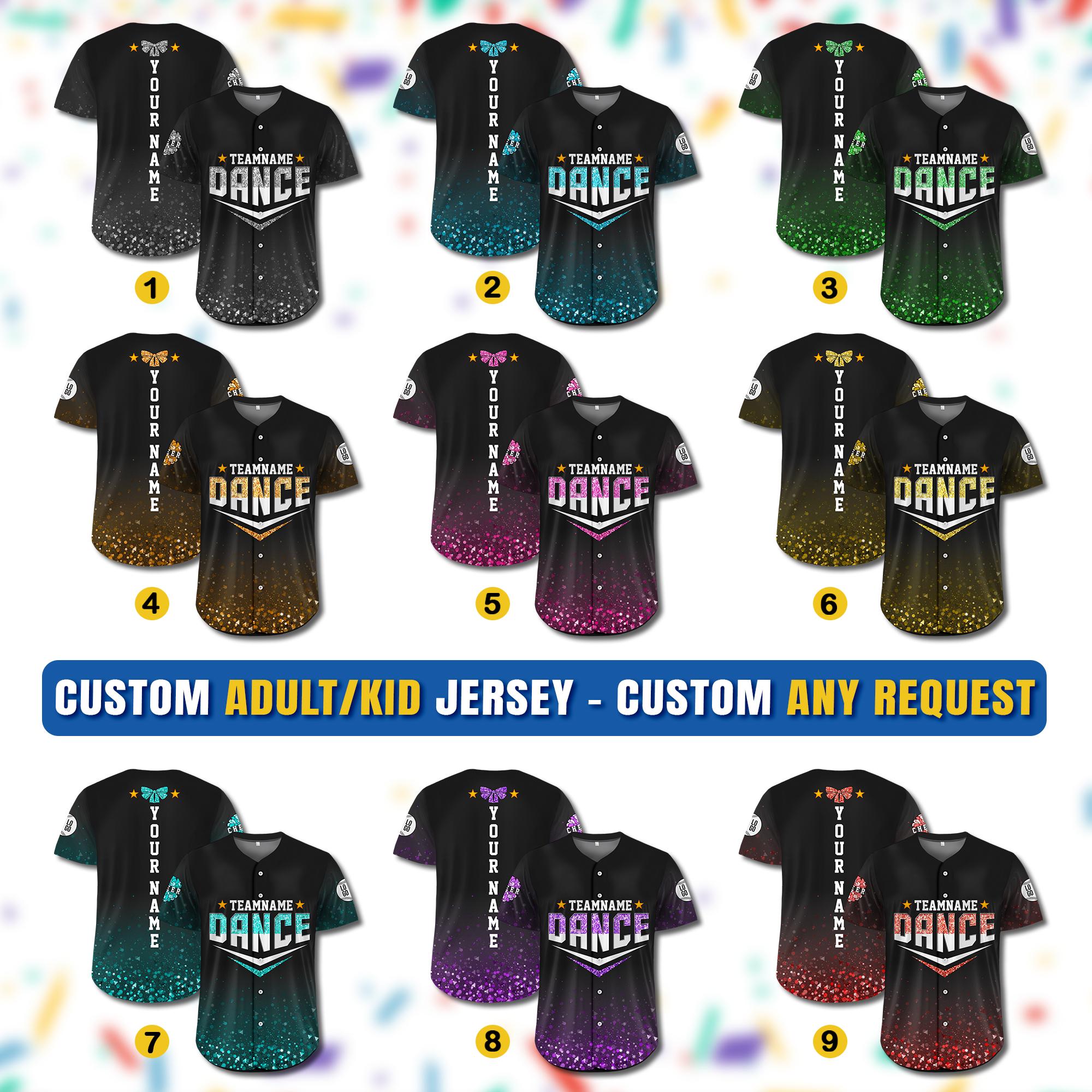 Personalized Sparkle Dance Mom Baseball Jersey,Custom Team Cheer Shirt Glitter Dance Squad Outfit,Matching Cheerleading Jersey for Adult Kid