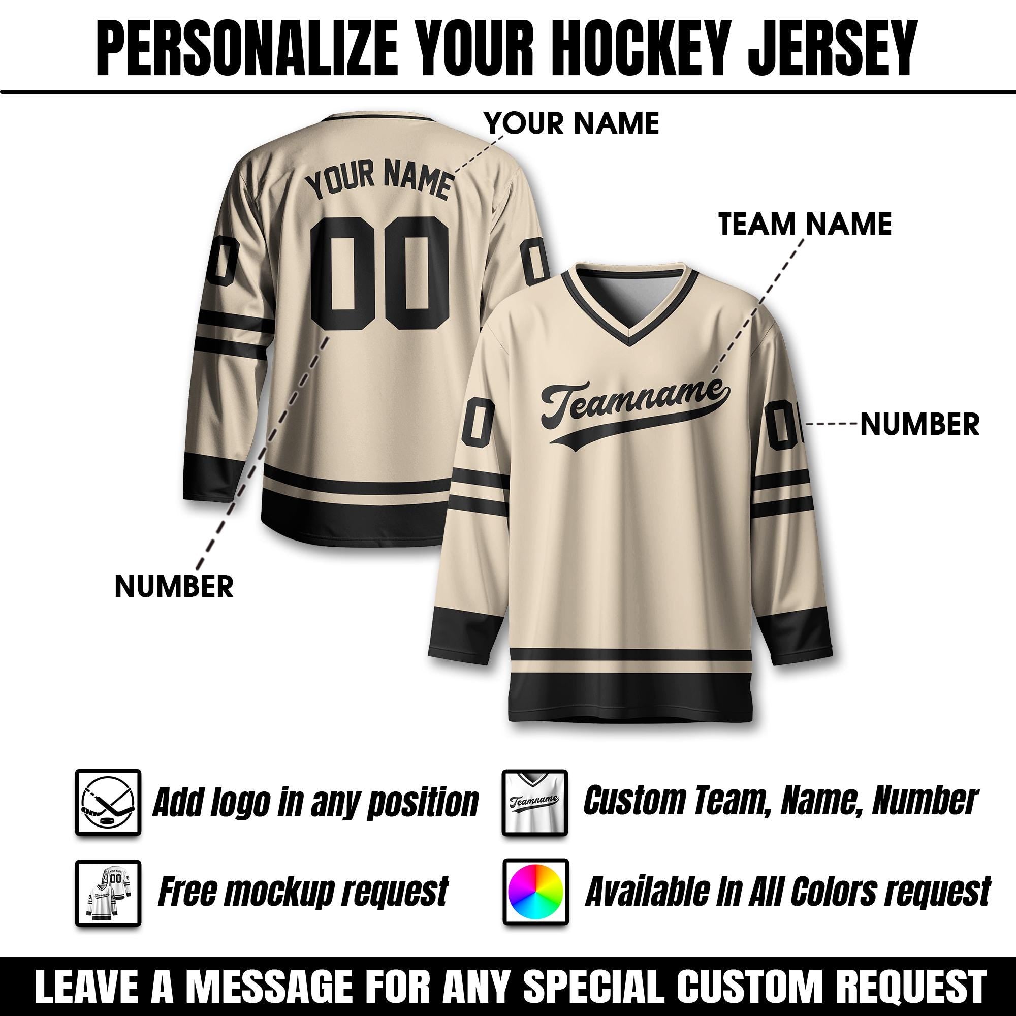 Custom Team Name Number And Logo Hockey Jersey, Personalized V-Neck Sports Hockey Jersey for Men Women Youth, Hockey Gift For Hockey Fans